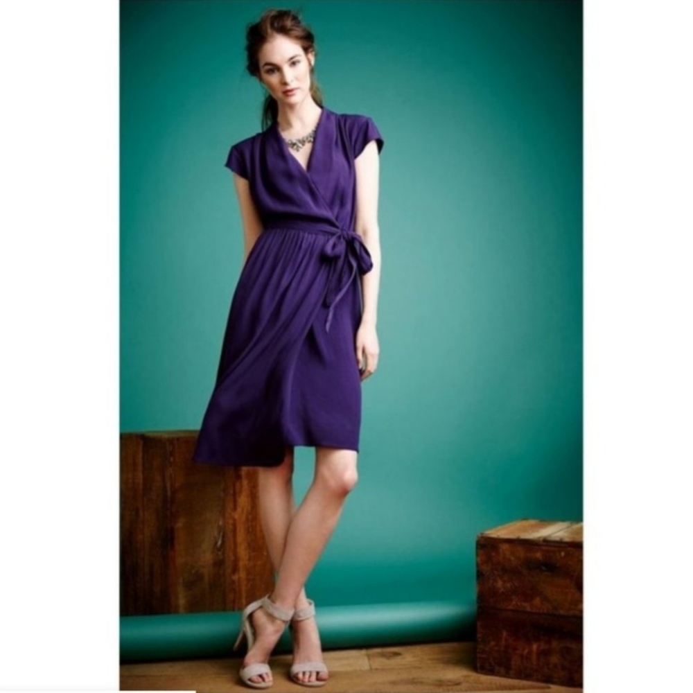 Anthropologie MAEVE Purple Noronha Wrap Dress